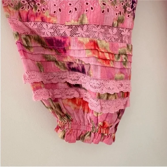 LoveShackFancy Pink Floral Tiered Midi Dress - Picture 8 of 15